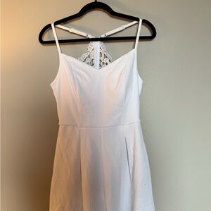 Francesca’s Elegant White Lace Back Dress